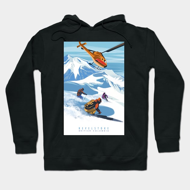 RETRO HELISKI REVELSTOKE SKI POSTER Hoodie by SFDesignstudio